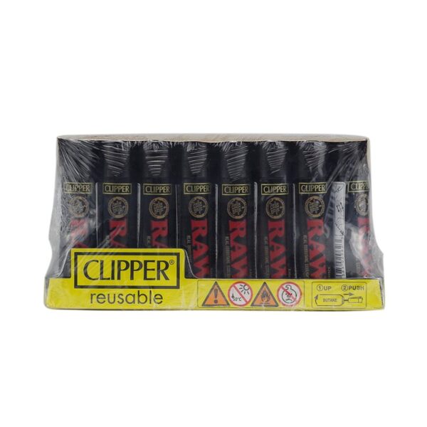 Raw Clipper Lighter Black Reusable 48ct